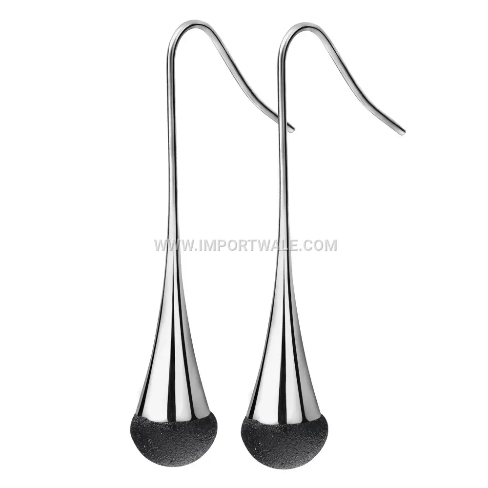 Frosted Teardrop Stainless Steel Stud Earrings