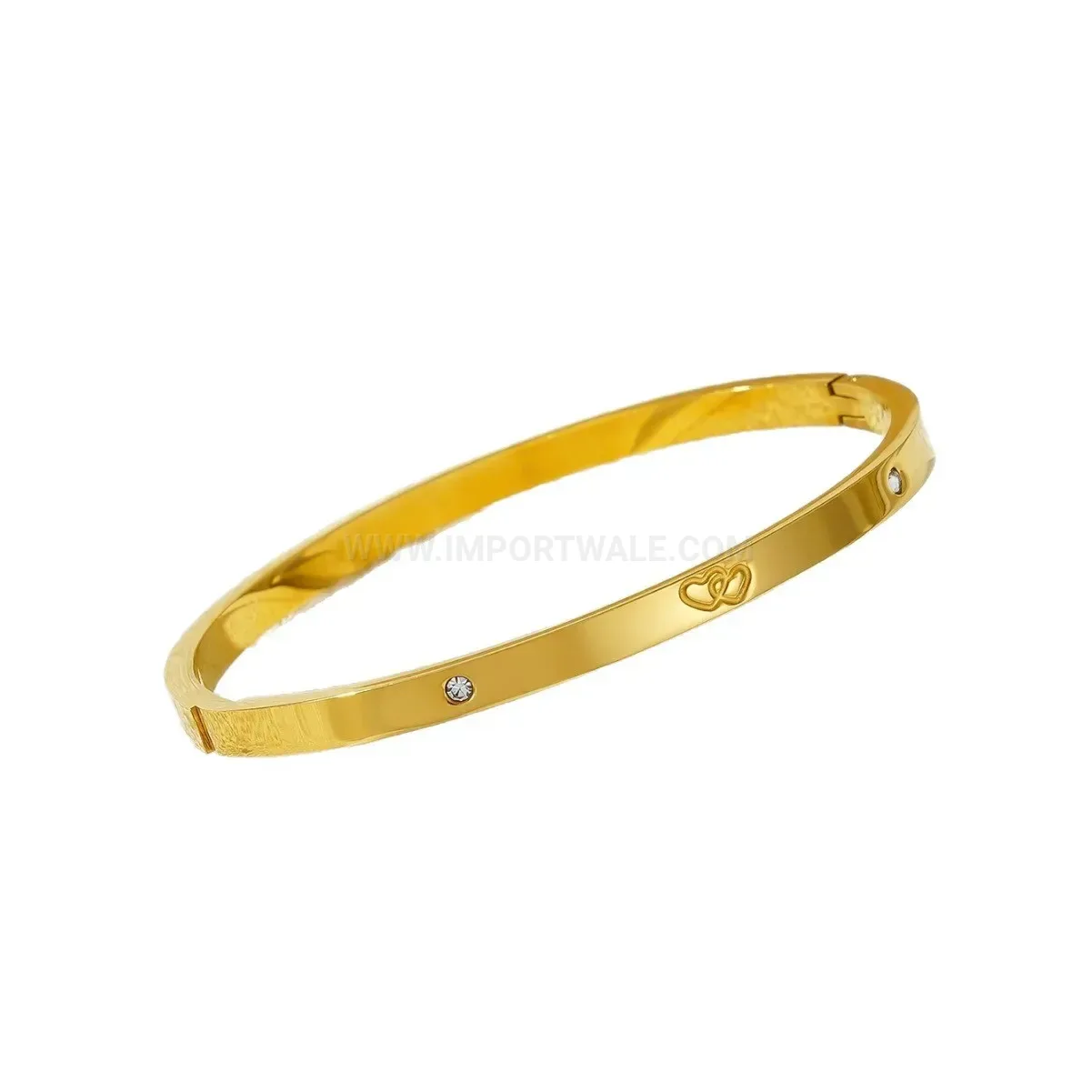 Modern Enamel Inlaid Rhinestone Stainless Steel Open Bangle Bracelet