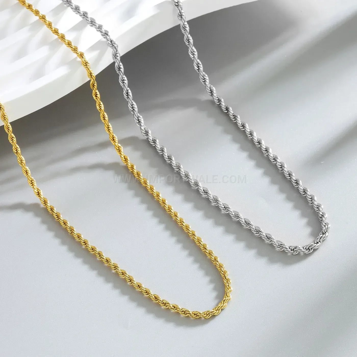 Elegant Minimalist Twisted Rope Chain Stainless Steel Sweater Necklace