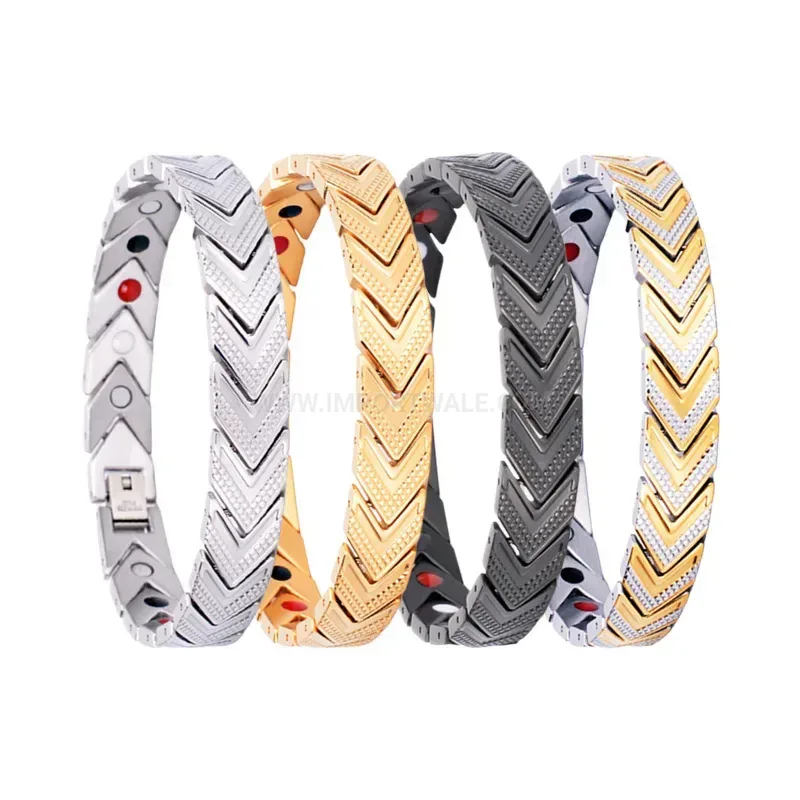 Bold Arrowhead Pattern Titanium Steel Bio Magnetic Bracelet