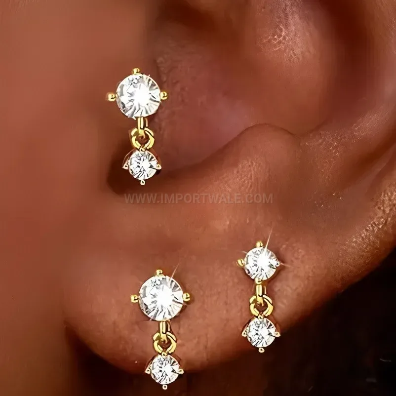 Chic Integrated Floral Cubic Zirconia Stainless Steel Cartilage Piercing Set