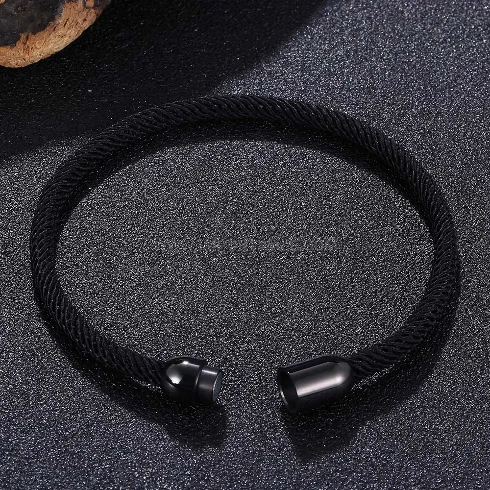 Minimalist Leather Bracelet With Black Electroplated Magnetic Clasp