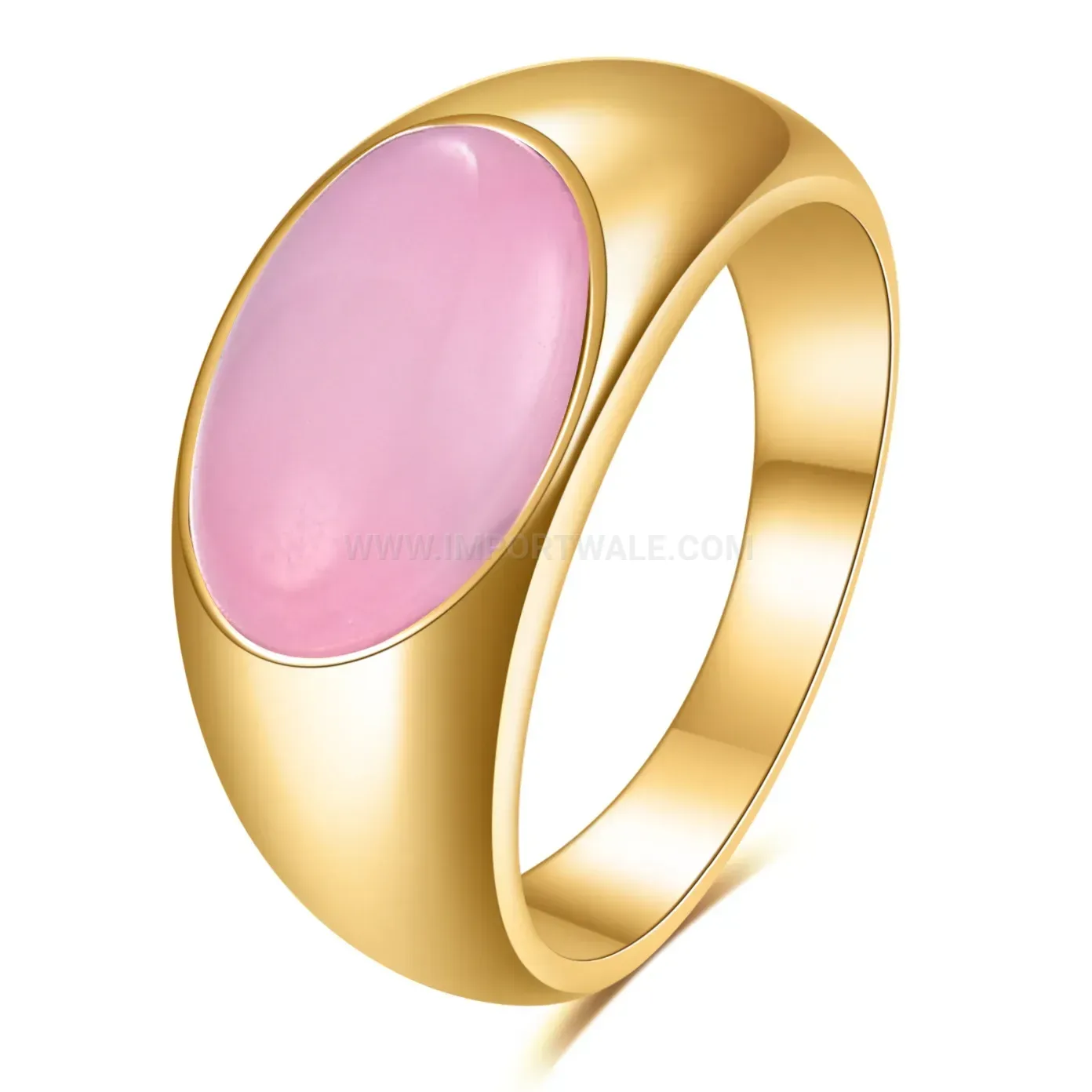 Premium Minimalist Stainless Steel Oval Natural Stone Ring