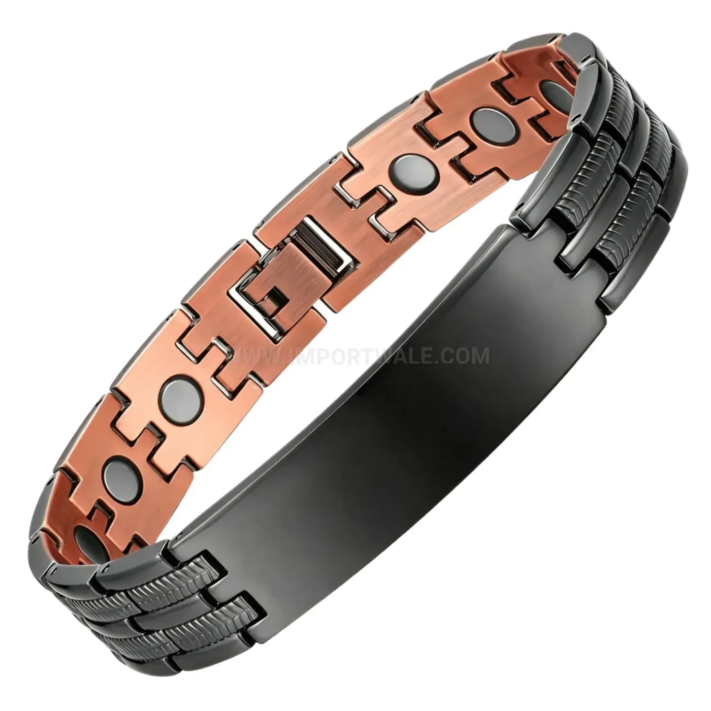 Bold Engravable Curved Plate Copper Bio Magnetic Energy Bracelet