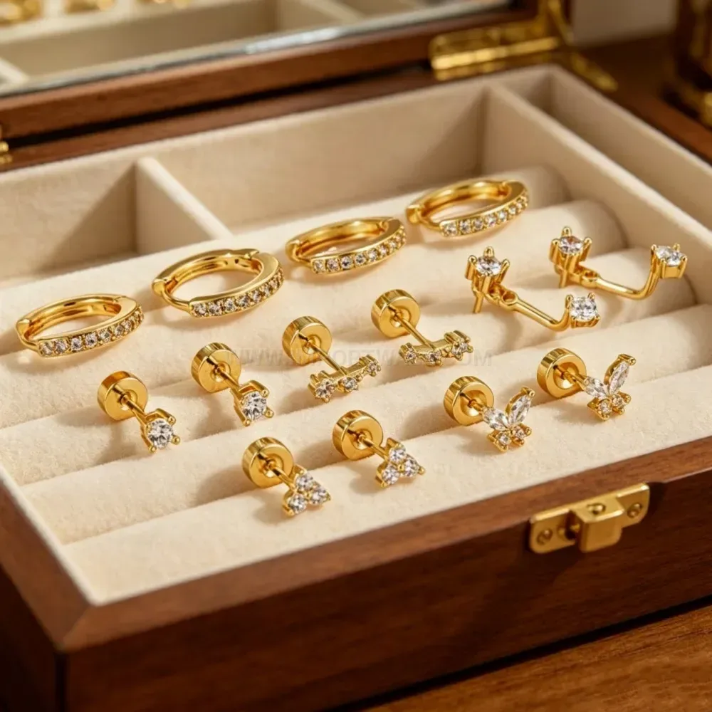 Elegant Constellation Stainless Steel Zircon Flat Back Piercing Set