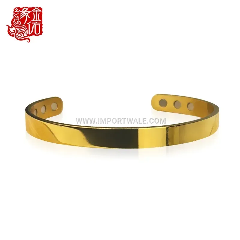 Minimalist Dual Magnet Stainless Steel Open Bangle