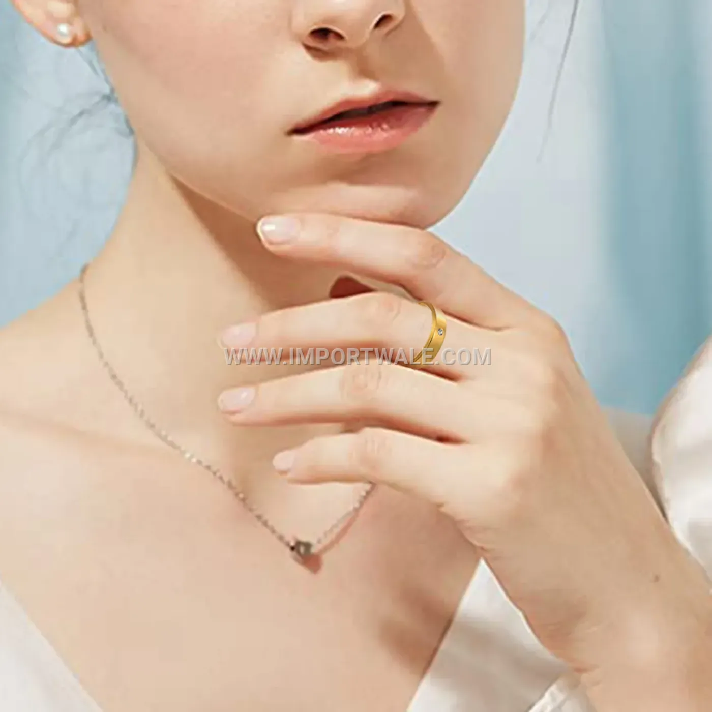 Beveled Edge Stainless Steel Cubic Zirconia Couple Ring