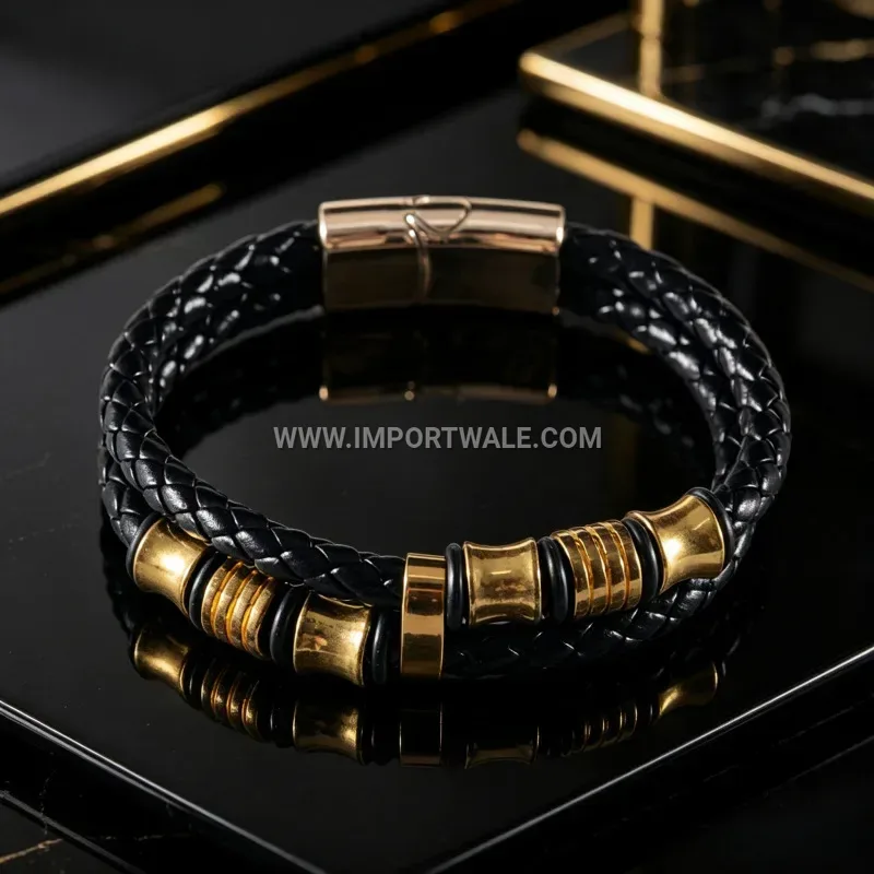 Multi-Layer Braided PU Leather Men's Magnetic Clasp Bracelet