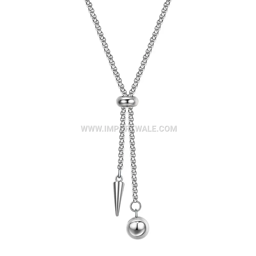 Multi Layer Stainless Steel Chain Conical Pendant Necklace
