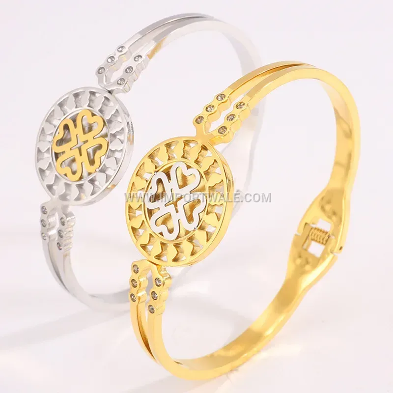 18K Gold Plated Titanium Steel Geometric Disc Bracelet