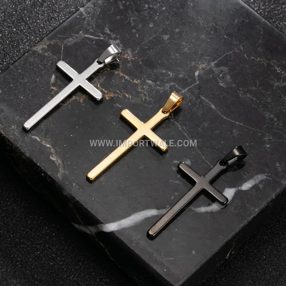 Classic Plated Stainless Steel Cross Pendant