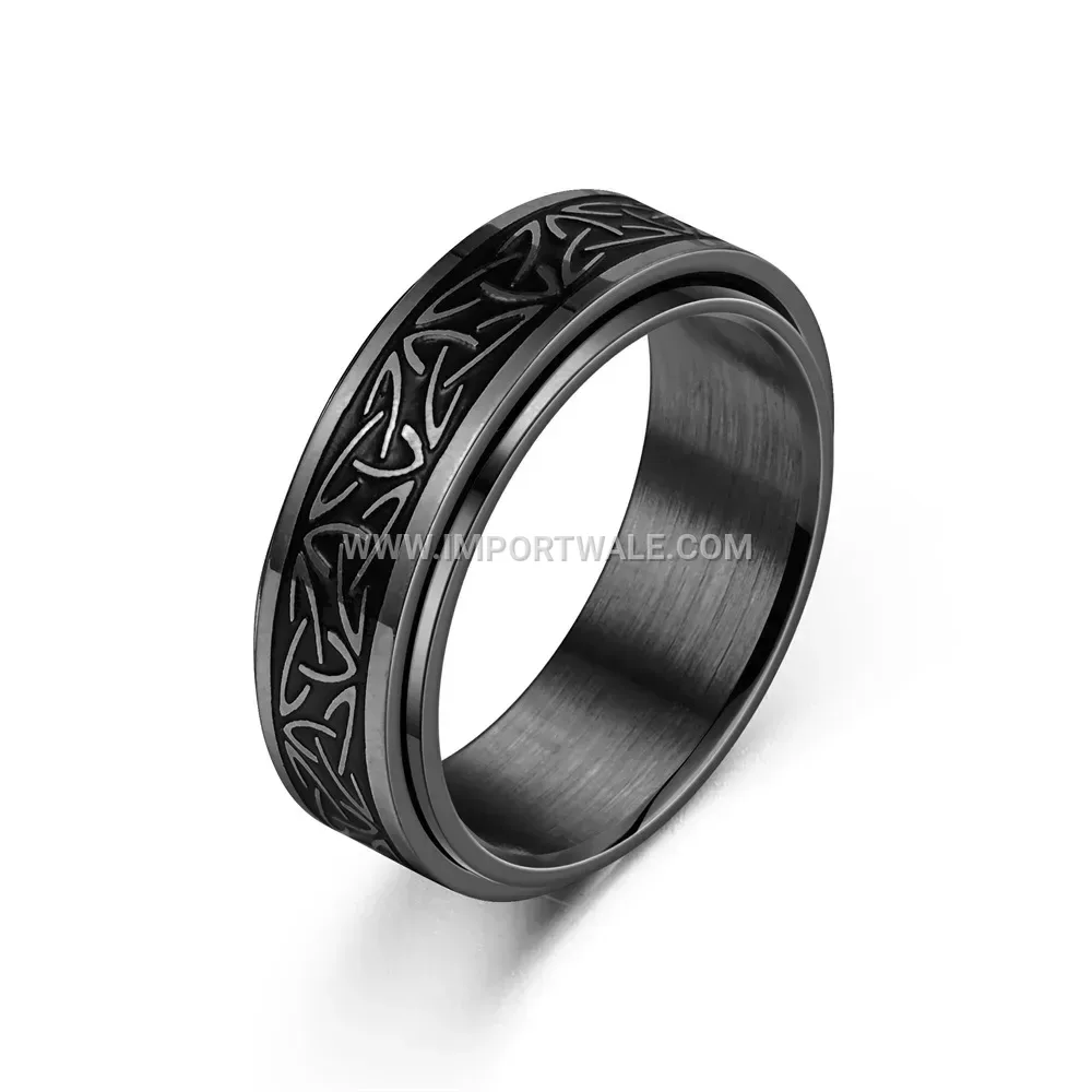 Rotatable Viking Script Stainless Steel Band Ring