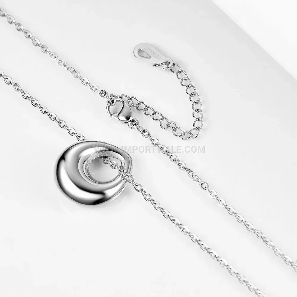 Hollow Teardrop Stainless Steel Pendant Necklace