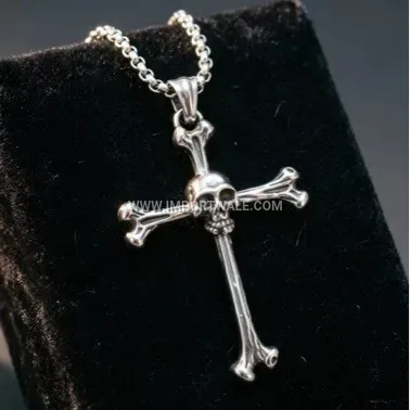 Men's Punk Stainless Steel Skull Cross Pendant