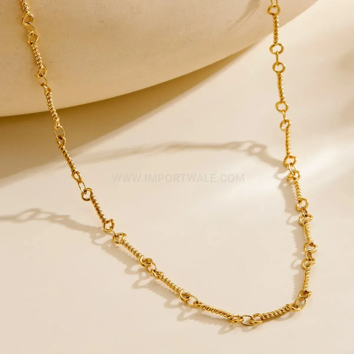 Premium Gold Plated Stainless Steel Twisted Chain Jewelry Set