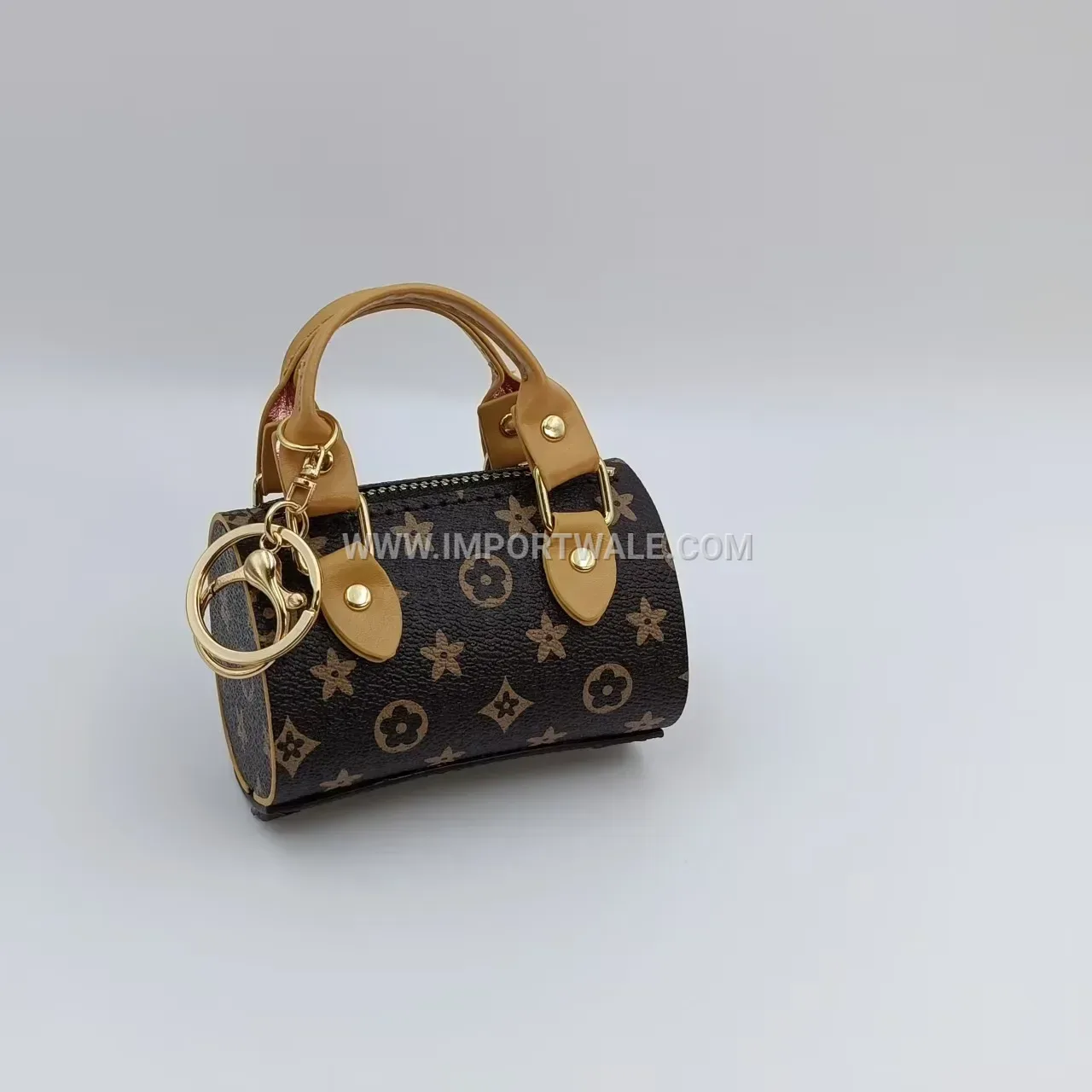 Mini Leather Pouch Bag Charm Keychain Accent