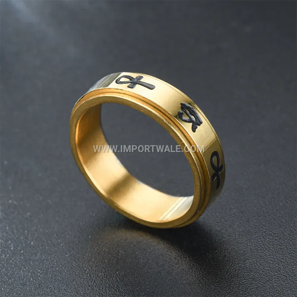Gold Stainless Steel Eye of Horus Spinner Ring