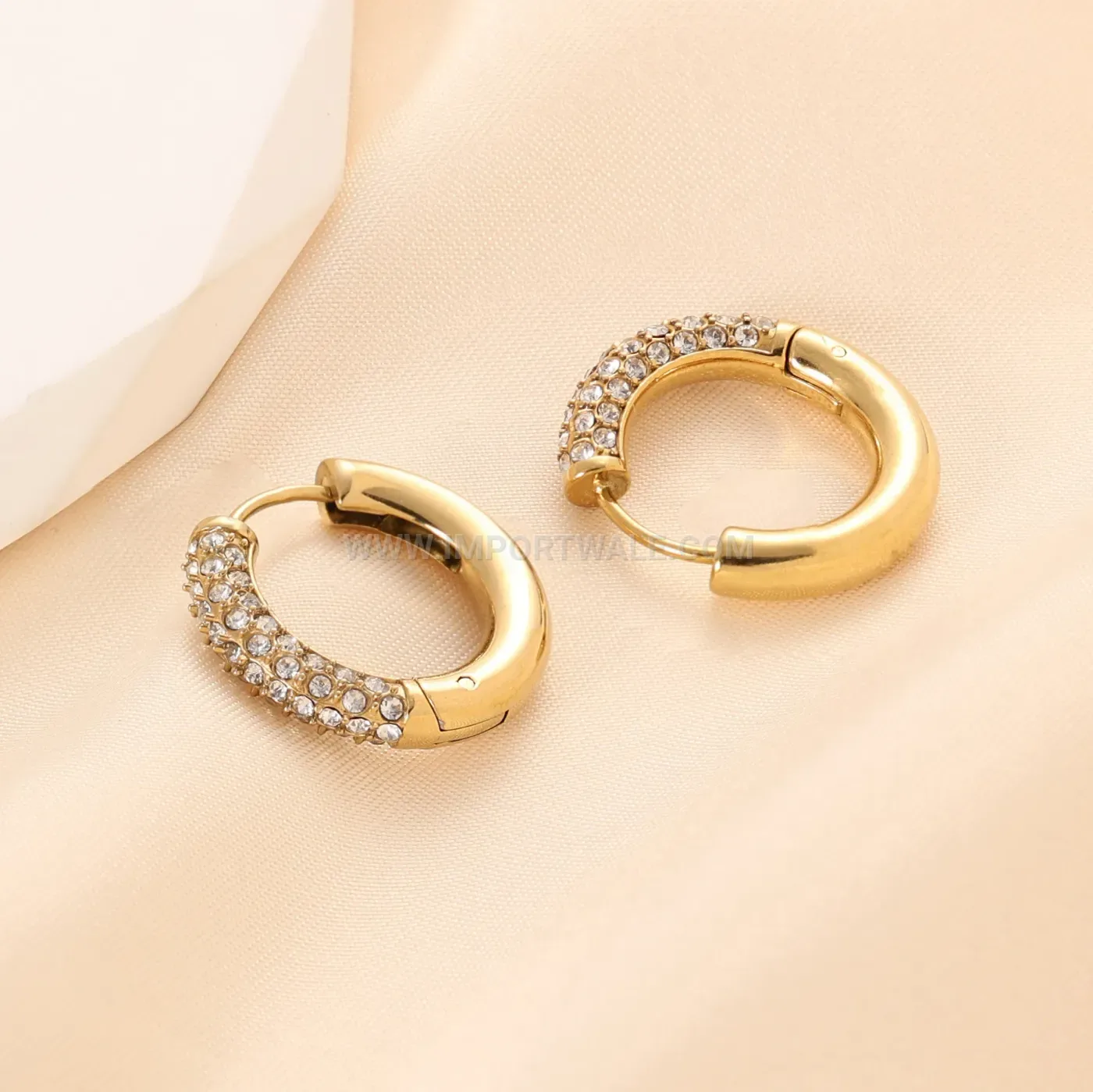 Chunky Crescent C Shaped Stainless Steel Hoop Earrings