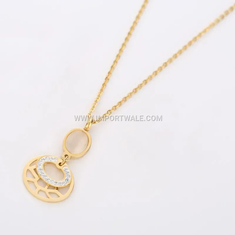 Bohemian Stainless Steel Gemstone Zircon Cutout Pendant Necklace