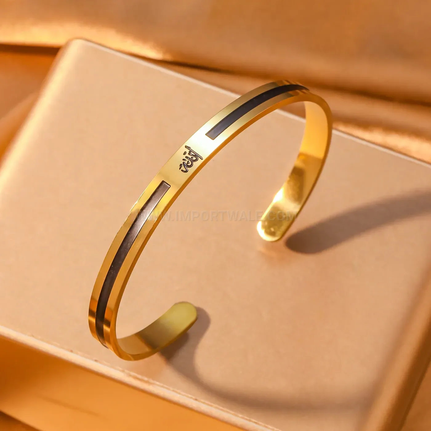Minimalist Stainless Steel Allah Arabic Cuff Bangle