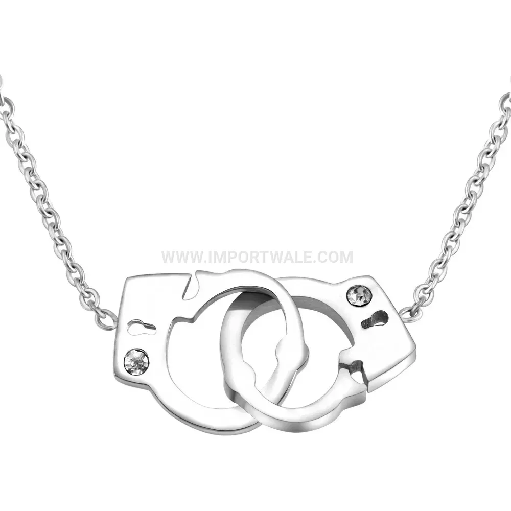 Interlocking Handcuff Stainless Steel Chain Necklace and Bracelet Set