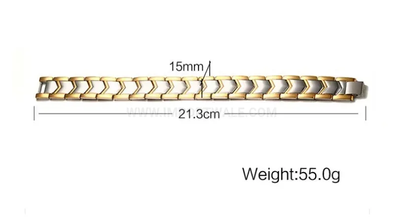 Premium Two-Tone Stainless Steel 4-in-1 Bio Magnetic Men's Link Bracelet