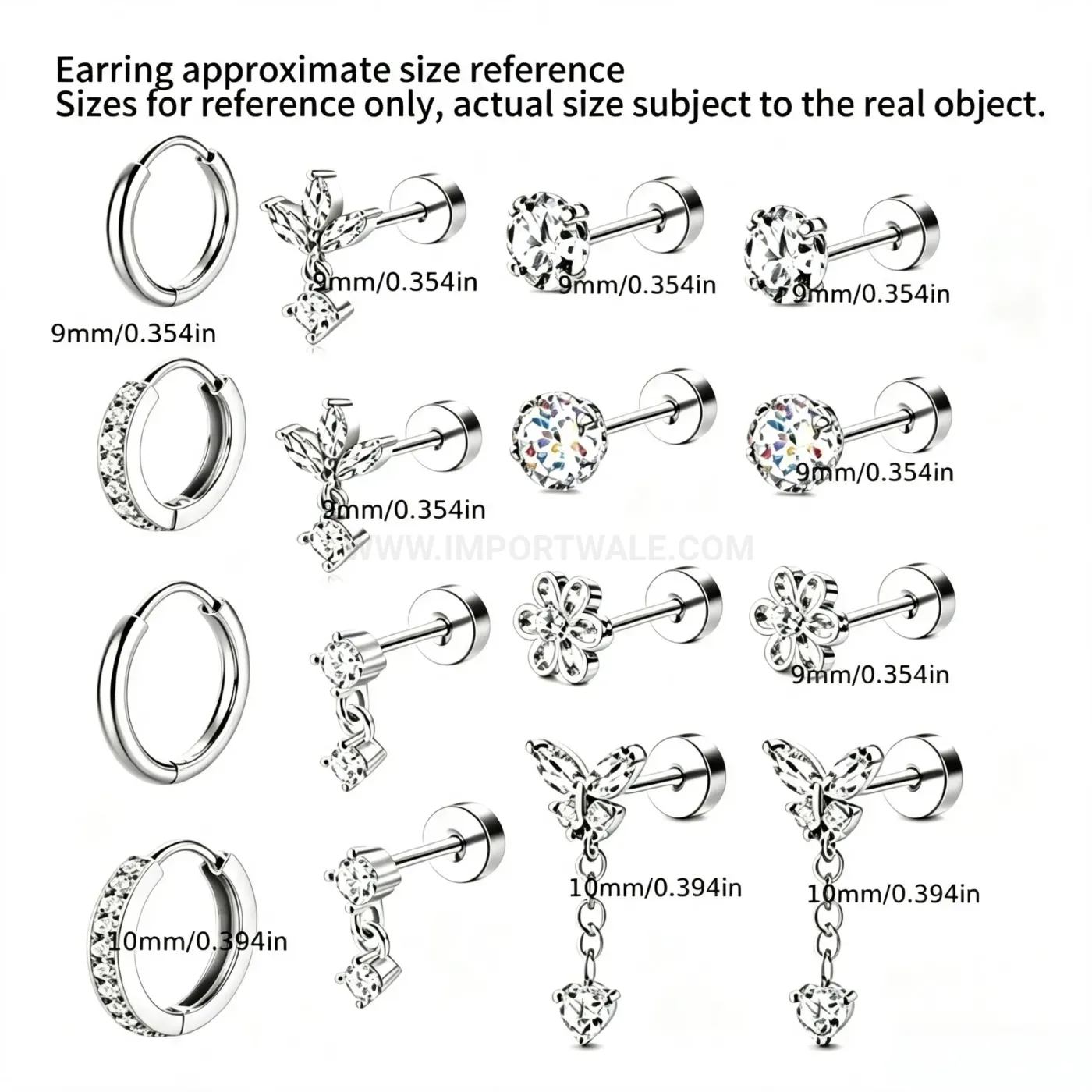 Chic Stainless Steel Geometric Piercing Earrings Stack Set