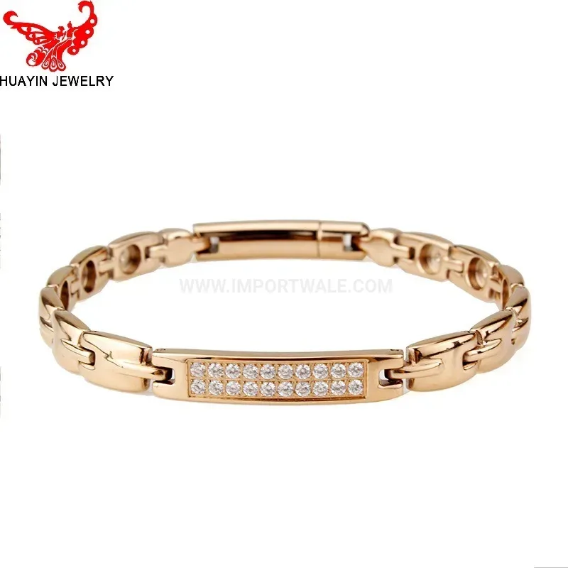 Modern Pure Titanium Rose Gold Bio Magnetic Germanium Bracelet