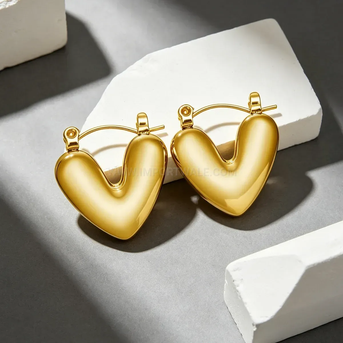 V Heart Stainless Steel Stud Earrings