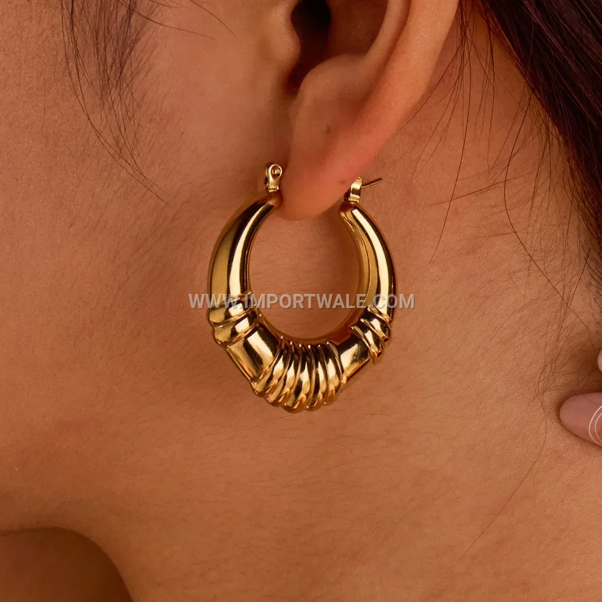 18K Gold Plated Geometric Openwork Stainless Steel Stud Earrings