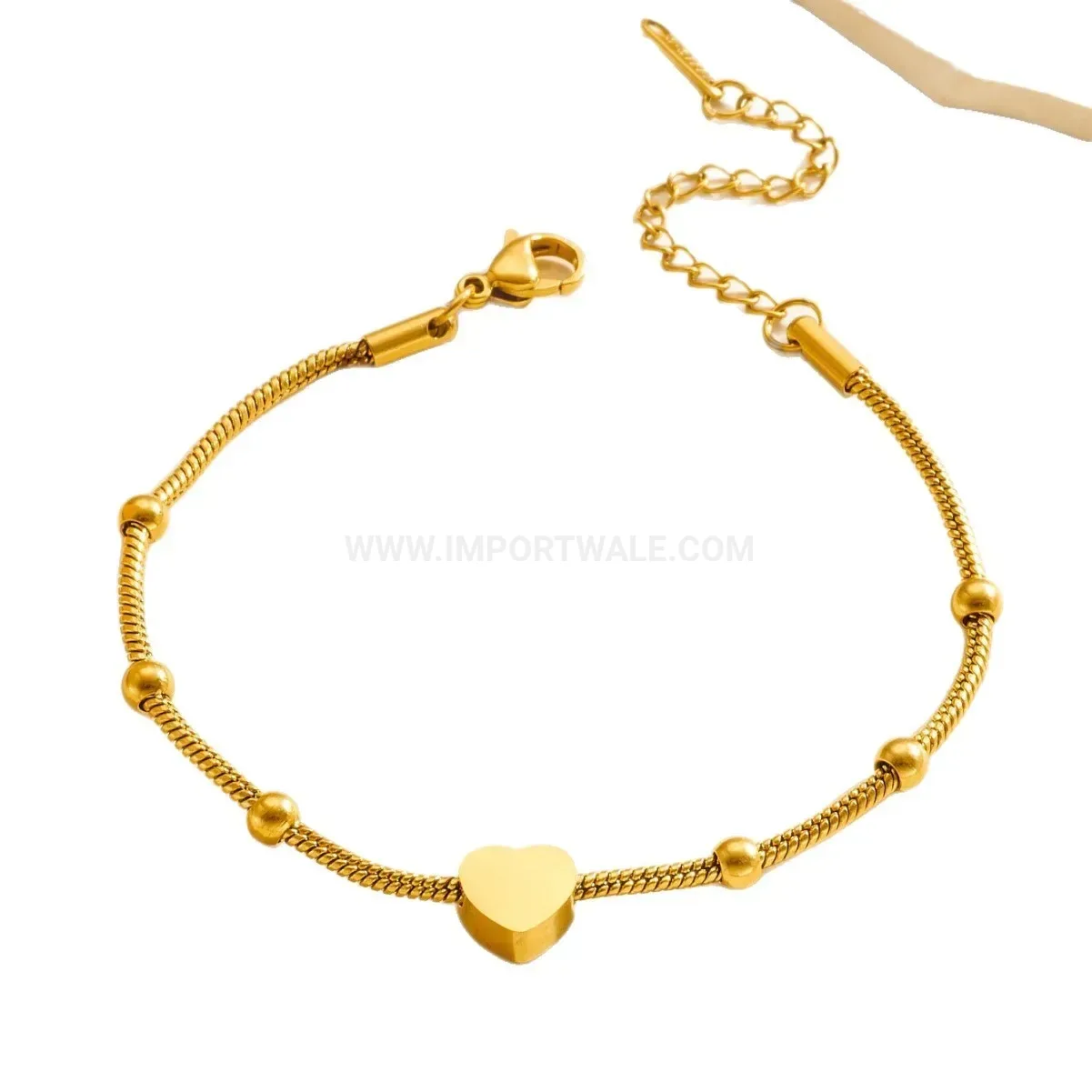 Double Layer Stainless Steel Heart Bead Bracelet