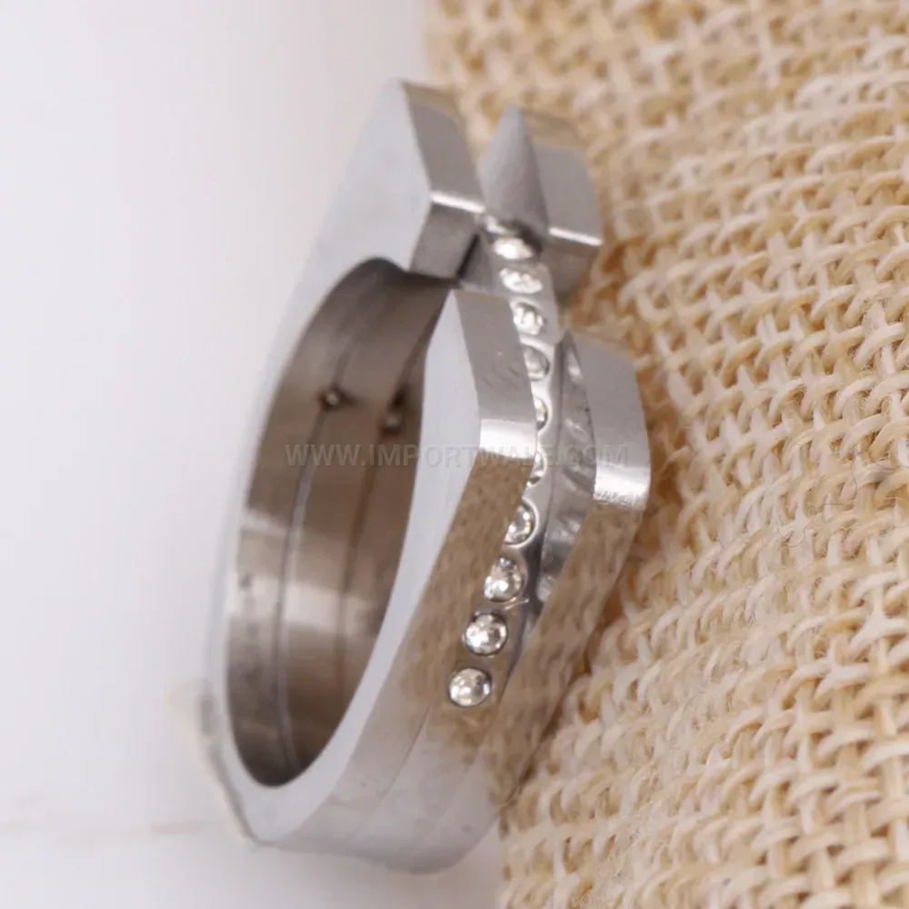 Stylish Horseshoe Double Layer Rhinestone 304 Stainless Steel Ring