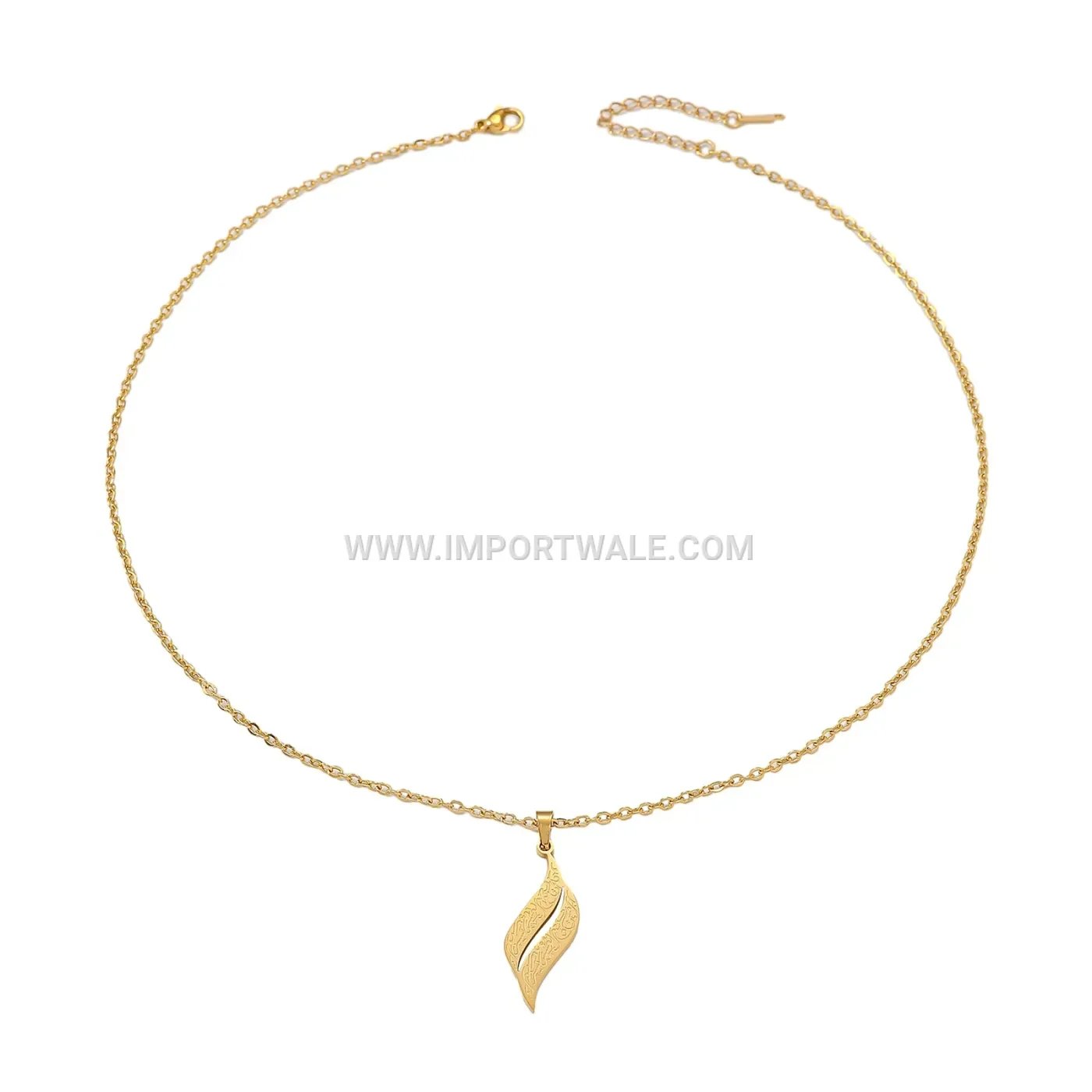 Leaf Shaped Stainless Steel Ayatul Kursi Pendant Necklace