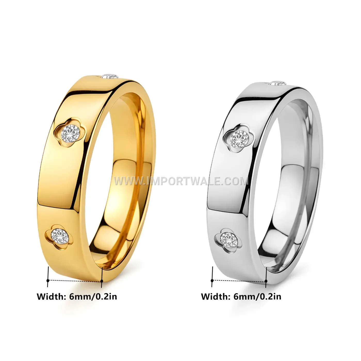 Gold Plated Floral Motif Stainless Steel Couple Ring