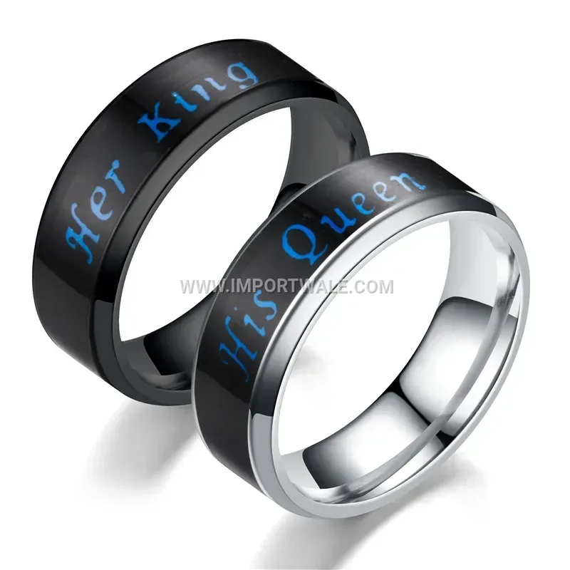 Temperature Sensitive Stainless Steel Couple Crown Ring