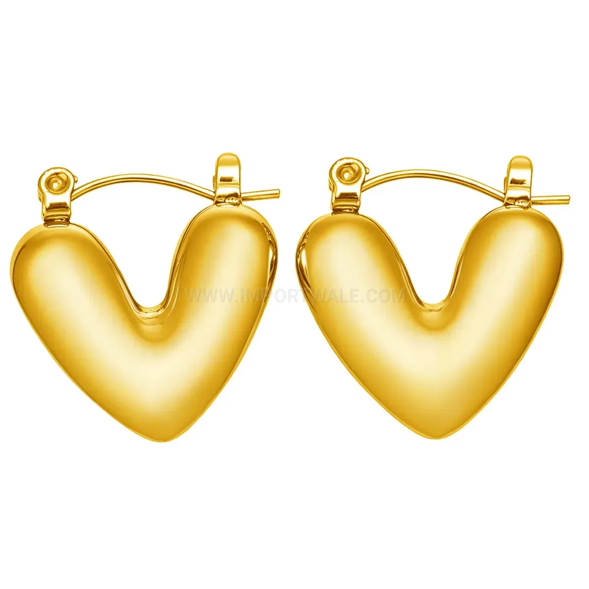 V Heart Stainless Steel Stud Earrings