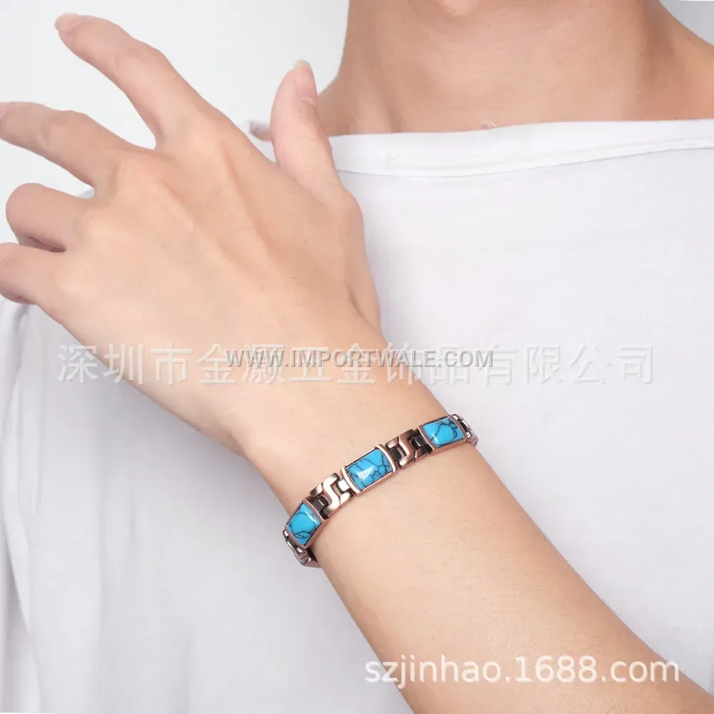 Retro Geometric Square Alloy Magnetic Therapy Bracelet