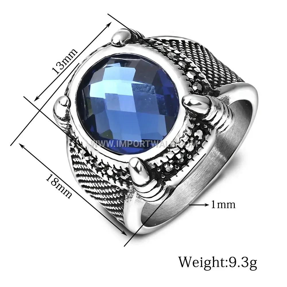 French Court Style Sapphire Stainless Steel Ring