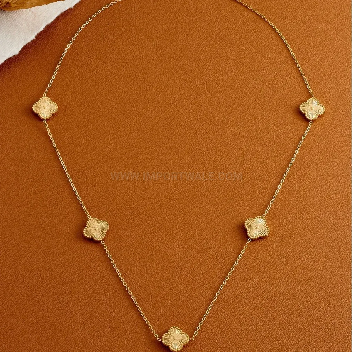 Classic Five Clover Charm Electroplated Stainless Steel Clavicle Necklace