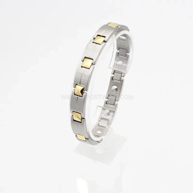 Bold Two Tone Pure Titanium Germanium Bio Magnetic Bracelet