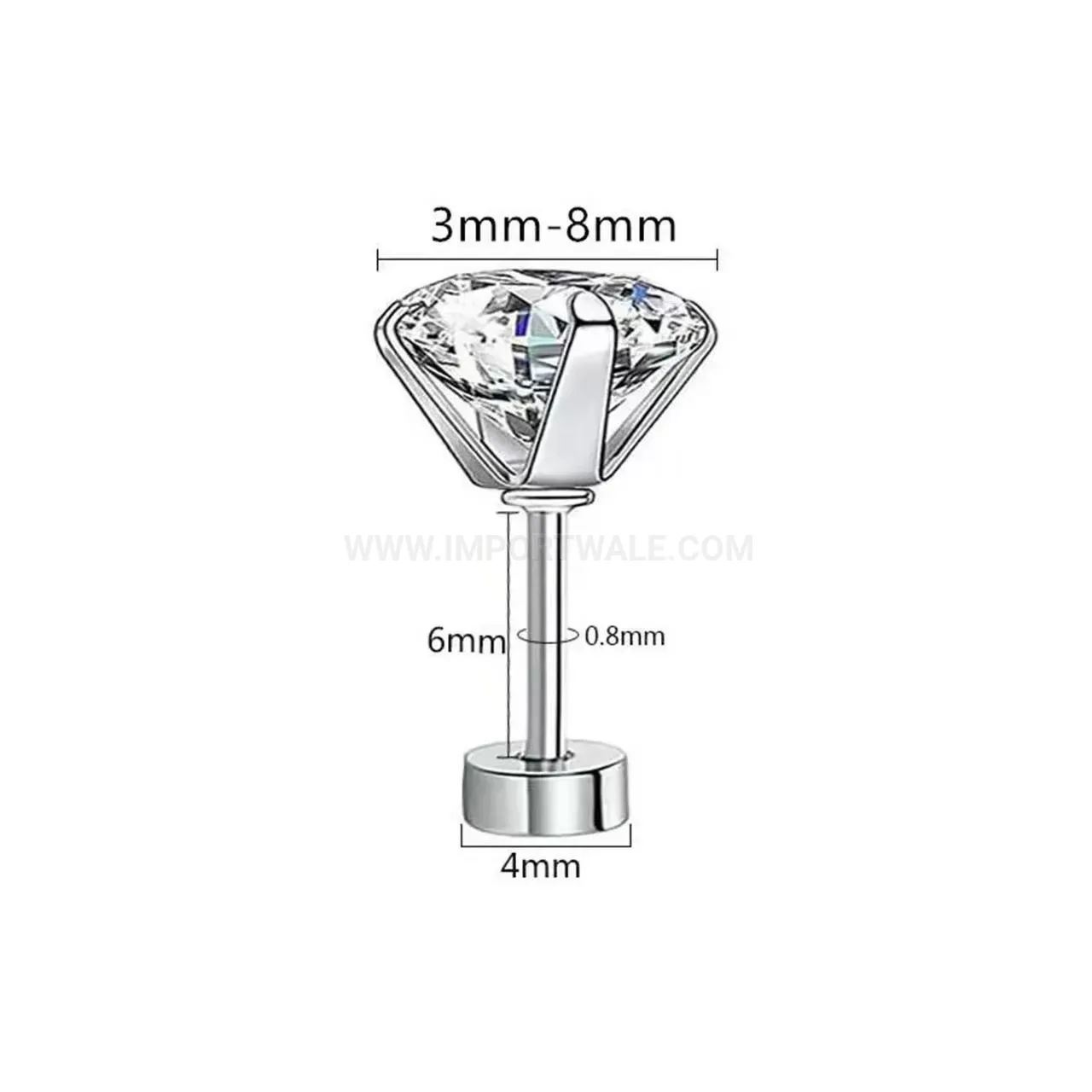Elegant Minimalist Round Zircon Stainless Steel Cartilage Piercing Studs