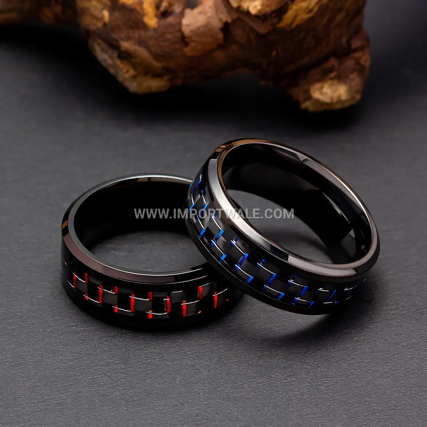 Carbon Fiber Inlaid Stainless Steel Men Ring