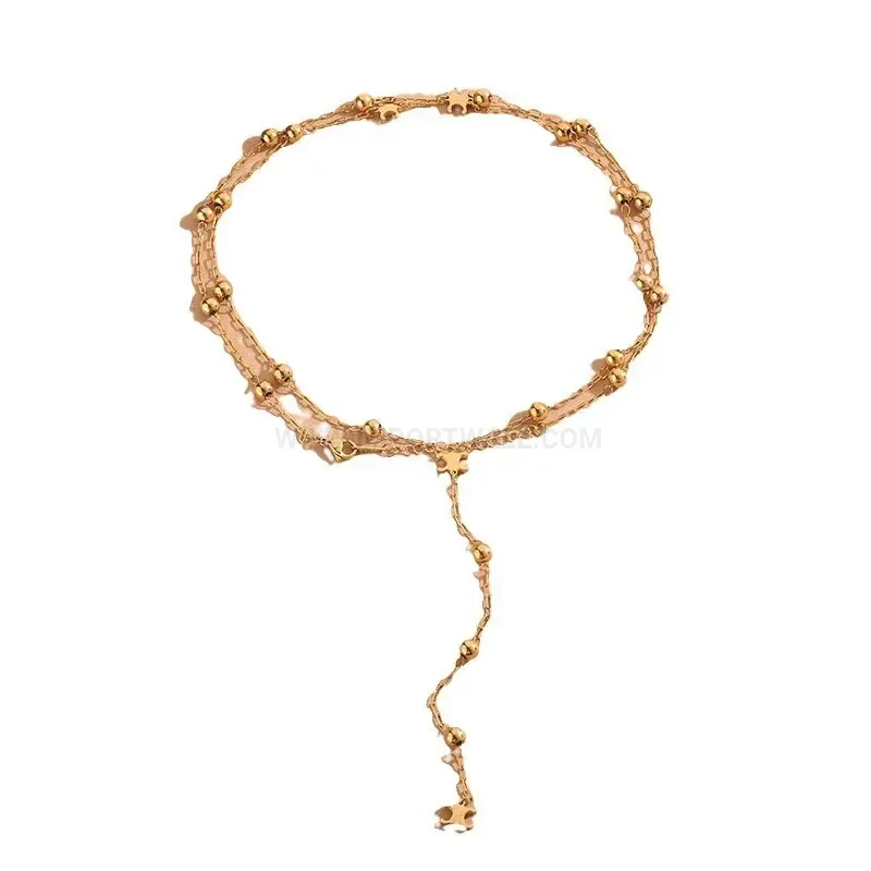Elegant Gold Plated Titanium Steel Geometric Motif Long Chain Necklace