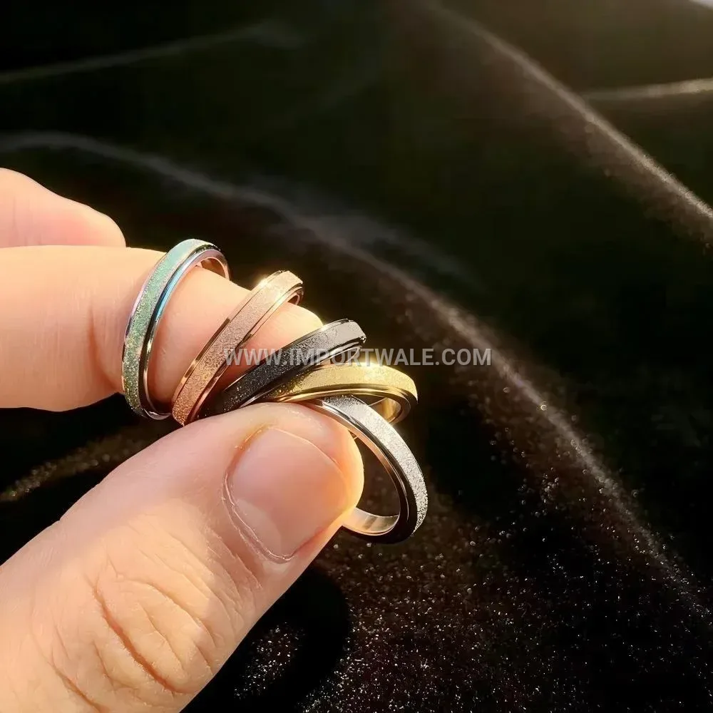 Frosted Rotating Stainless Steel Band Ring