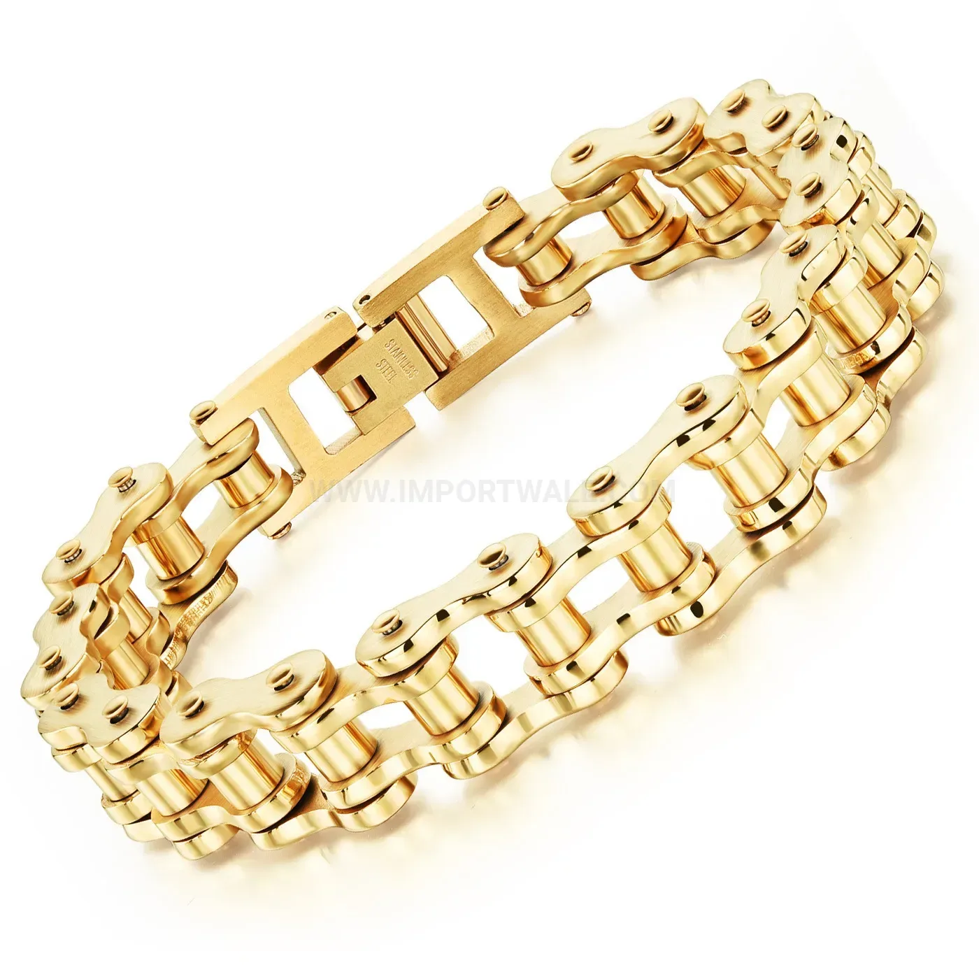 Two-Tone Titanium Steel Gear Link Biker Magnetic Bio Bracelet