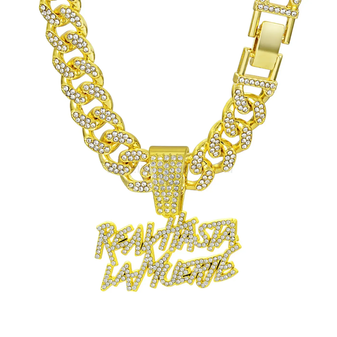 Double Row Iced Letter Alloy Hip Hop Pendant