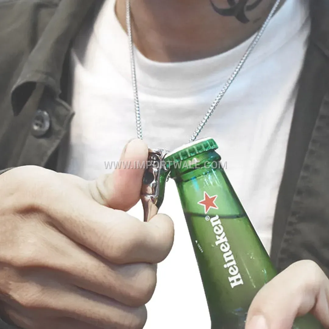 Titanium Steel Skull Bottle Opener Pendant