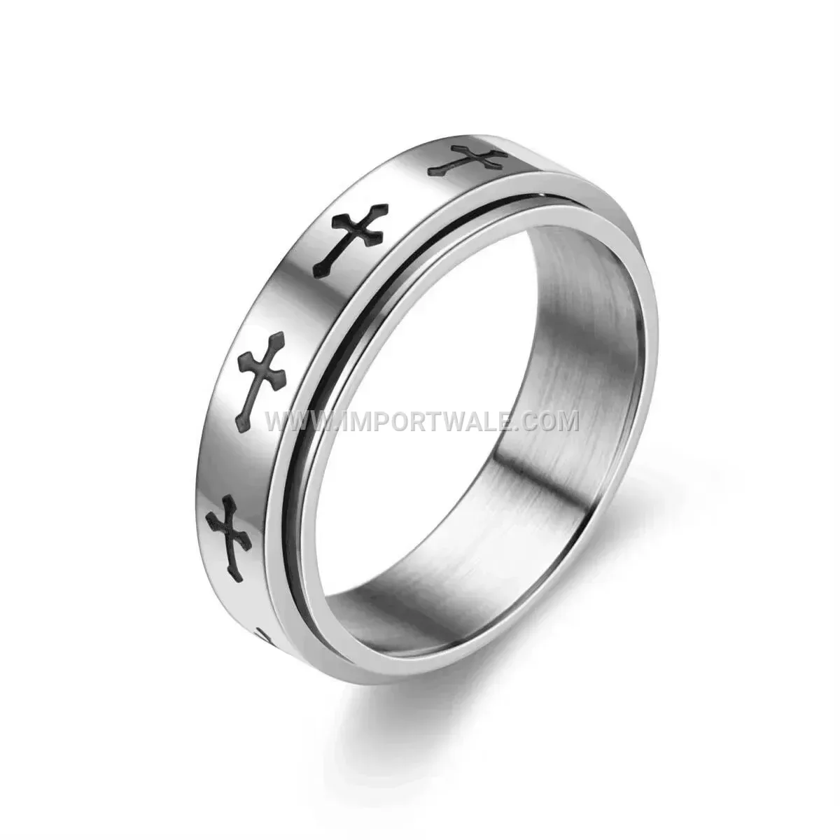 Rotatable 18K Gold Plated Stainless Steel Spinner Ring