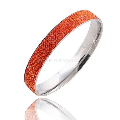 Stylish Five-Row Czech Crystal Inlaid Stainless Steel Bangle Bracelet