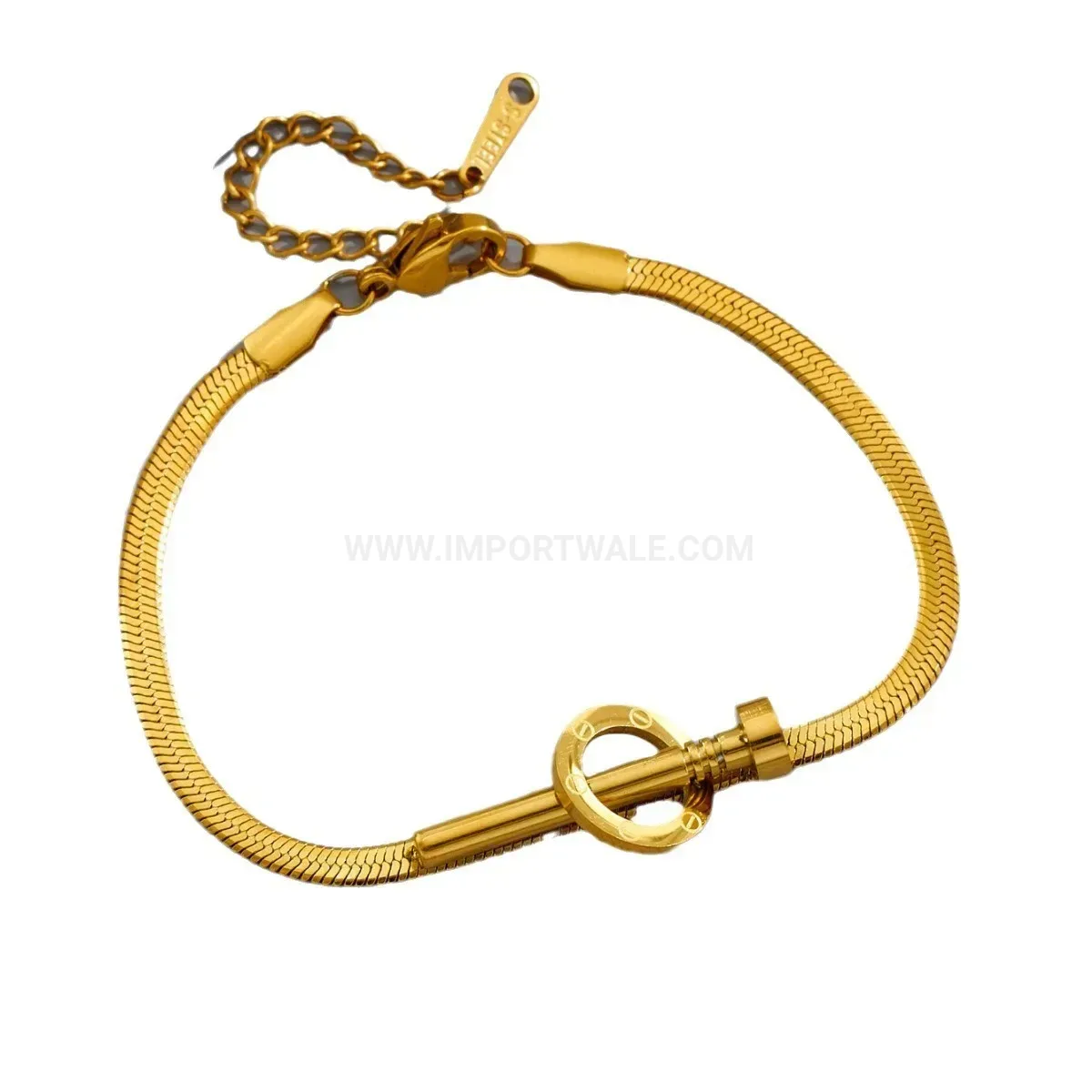 Minimalist Titanium Steel Nail Charm Snake Chain Bracelet